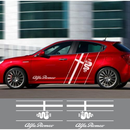 2PCS Car Door Side Decal Vinyl Stickers For Alfa Romeo Giulia Giulietta 159 156 MITO Stelvio 147 Sportiva Auto Decor Accessories