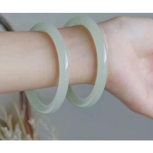 Natural Hetian Jade Bangle Handmade Jade Jewelry Elegant Womens Cuff Bracelet Party Wedding Jewelry Gift