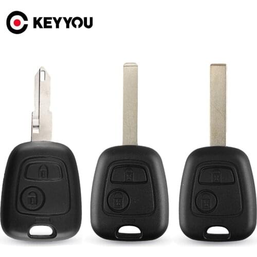 KEYYOU Remote Key Shell For Peugeot 107 206 207 306 307 407 2003-2009 Car Key 2 Buttons Fob Replacement Uncut Blank Case Cover
