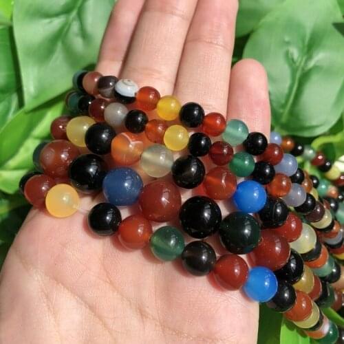 4/6/8/10/12mm Natural Colorful Agates Onyx Round Loose Spacer Beads for Jewelry Making Diy Bracelet 15inches Pick Size Wholesale
