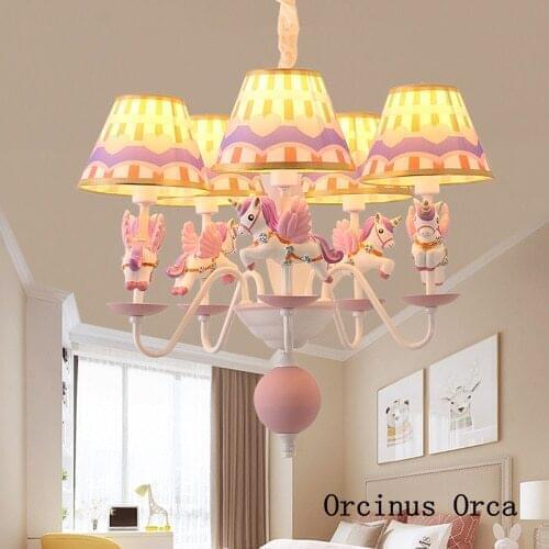 New color circus chandelier boys'and girls' bedroom childrens room light cartoon creative LED pony Chandelier free shipping