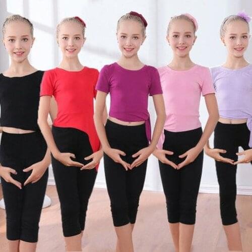 Childrens practice clothes childrens cotton dance skirt summer sleeve length Chinese classical dance practice clothes