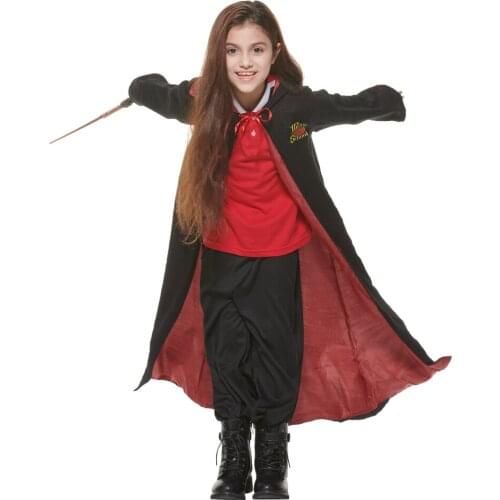 Children Magic School Uniform Wizard Magician Robe Jackets Halloween Boys Girls Hooded Cloak Costume