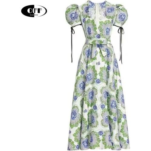 Designer Fashion Midi Dress Elegant Summer Womens Rose Floral Short Sleeve Bow Plus Size 2XL Party Beach Boho Holiday Dresses