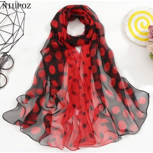 Women Foulard Dot Print Chiffon Georgette Bandana Scarf Long Shawl Summer Hjiab Lady Elegant Thin breathable 50*160cm
