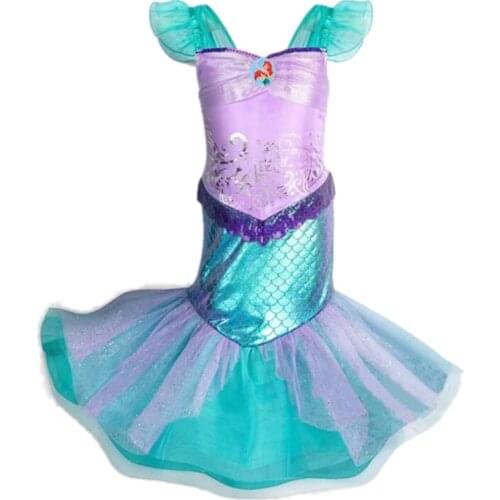 FINDPITAYA Girl Little Mermaid Fancy Dress Kids Photography Tulle Arie Cosplay Princess Costume Girls Christmas Party Long Gown