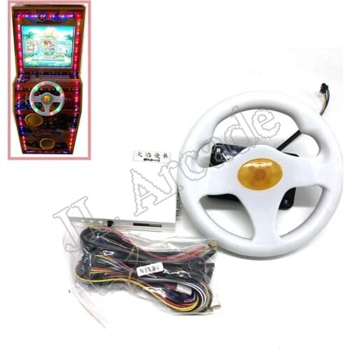 Multi games racing car game board with colorful led steering wheel Wire harness for Childrens game machine Fire car