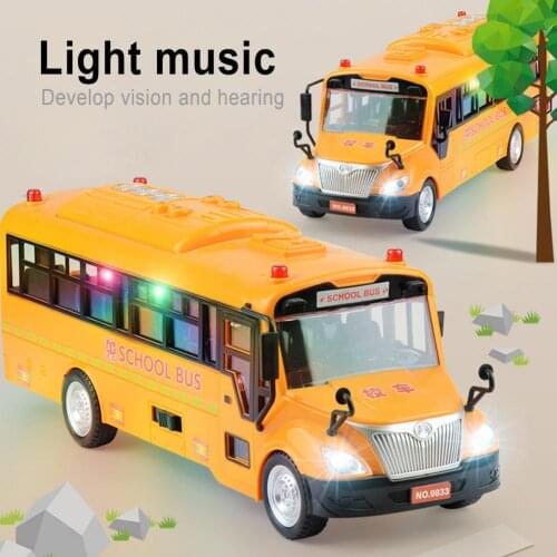 Simulation Inertial School Bus Toys School Car Model Bus For Kids Childrens Music Toys Lighting Toys School Friction Car Kids