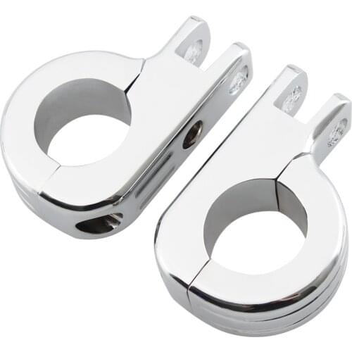 Motorcycle Chrome Foot Peg Support Clamp Cruiser Peg Mounts For 1 1/4" Engine Guard Highway Crash Bars For Harley Yamaha Honda