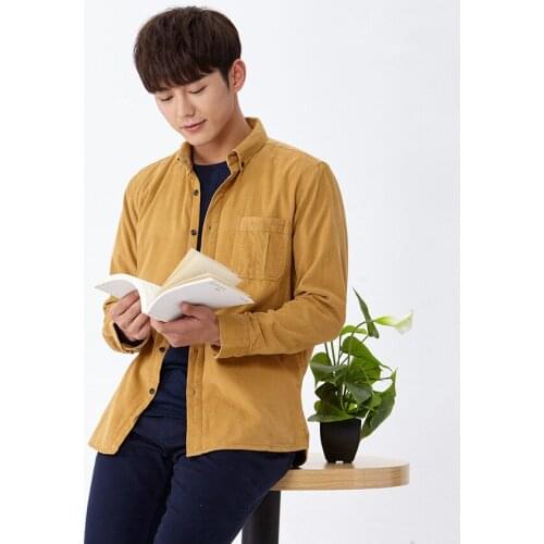 Mens Cotton Corduroy Shirt Winter Thick Fleece Warm Velvet Corduroy Long Sleeve Shirt For Men Khaki Flannel Casual Tops