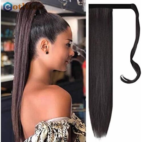 Wrap Around Long Straight Ponytail Human Hair Remy Hair Extensions Brazilian Hair Extensions Clip Ins Natural Color Hairpiece