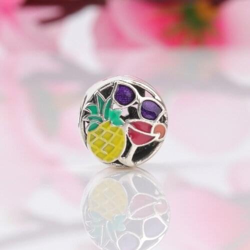 S925 Sterling Silver Summer Time Pineapple Charm Fit Original Bracelet Pendant DIY Jewelry Charms Gift