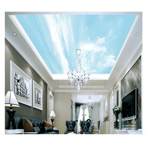 Custom photo wallpapers 3d ceiling wallpaper murals Hd white clouds sky living room ceiling zenith murals wall papers
