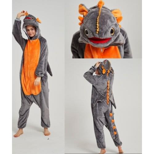 Gray How to Train Your Dragon Onesies Toothless Pajamas Anime Kigurumi Winter Flannel Animal Cosplay Costumes Sleepwear Jumpsuit