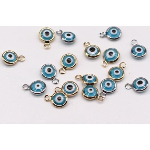 10pcs Simple Small Mini Evil Eye Earring Alloy Charms Cute Handmade Bracelet Accessory DIY Eardrop Necklace Pendant Jewelry Make