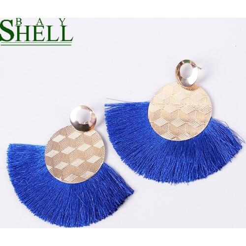 Shell Bay Drop Blue Tassel Earrings Jewelry For Women Minimalist Punk Fashion Earrings Cute Pendientes girls Earring Earings Big