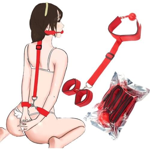 SM Restraint Straps for Couples Sex Wrist Restraints Cuffs with Mouth Gag Bandage Gear For Men Women Fetish Sex Toy
