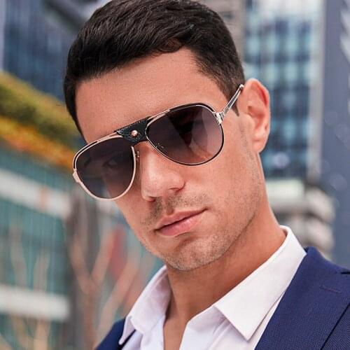 2021 new trend fashion sunglasses woman and man leather middle beam outdoor pilot luxury sunglasses travel hike drive GV eyewear