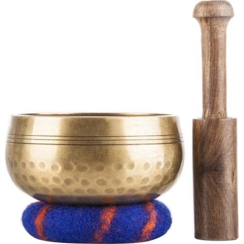 Tibetan Singing Bowl Set with New Dual-End Stroker & Cushion Handcrafted in Nepal for Meditation Yoga Spiritual Healing