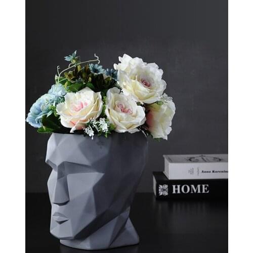 Flower Vases Nordic Decoration Home Grey Resin Vase For Wedding Decoration Hydroponic Flower Pot Delicate Tabletop Vases ZZY022