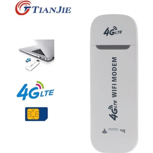 TianJie 4G WiFi Router LTE USB Modem Wireless Broadband Mobile Hotspot LTE 3G/4G Unlocked Dongle with SIM Slot Card Stick Data