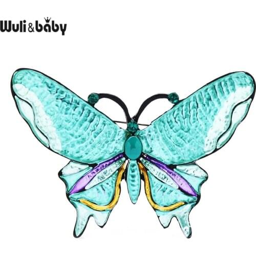 Wuli&baby Big Enamel Butterfly Brooches Women 4-color Insect Weddings Casual Brooch Pins Gifts