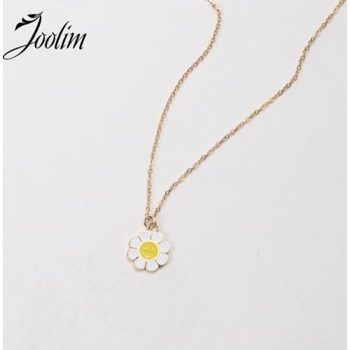 Joolim Jewelry PVD Gold Finish Fashionable Sunflower Pendant Necklace Stylish Stainless Steel Necklace