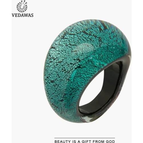 Vedawas 2021 Fashion ZA Glass Rings for Women Vintage Mixed Simple Style Engagement Rings Accessories Bijoux Gifts Dropshipping