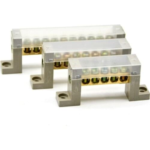 1PC Terminal Block Connection Row 5 7 10 Holes Ground Copper Bar Distribution Box Screws High Bridge Type Connector
