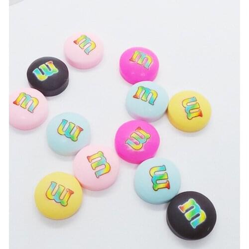 100Pcs/lot Cartoon Rainbow M Beans Flat back Resin Cabochon Kawaii Accessories Scrapbooking Fit Phone Case Decoration DIY Crafts