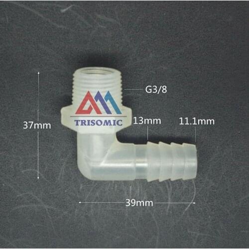 11.1mm*G3/8 Elbow screw thread type Connector Tube Joiner Material PP Plastic Fitting Tank Airline acid and alkali resistant