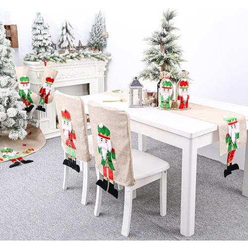 2pcs Christmas Chair Cover White Beard Decor Seat Protector Covers Christmas Decoration For Home Party Supplies Xmas Gift