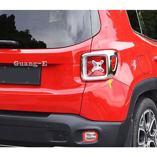 For Jeep Renegade 2016 2017 2018 2019 2020 Car Rear Tail Back Light Lamp Detector Frame Stick Chrome ABS Cover Trim Hoods 2pcs
