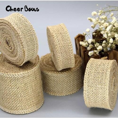 2Yards/Roll Multi-size Jute Burlap Ribbon Lace Ribbon Flat Braided Rope DIY Festival Party Decoration Costume Craft Materials