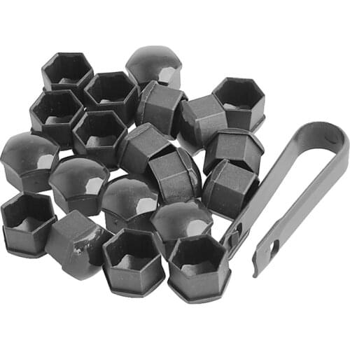 20Pcs 17mm Car Wheels Plastic Nuts with Screw Cap Removal Tools Gray Q9QD