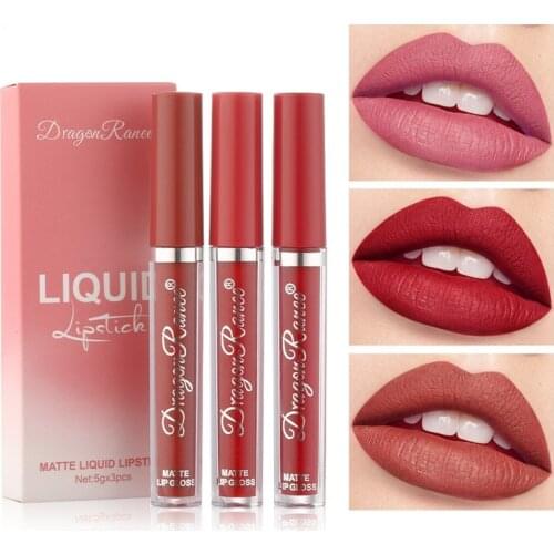 3PCS/Set Velvet Matte Lip Gloss Waterproof Natural Moisturizing Easy To Wear Long Lasting Hydrating Makeup Lip Gloss