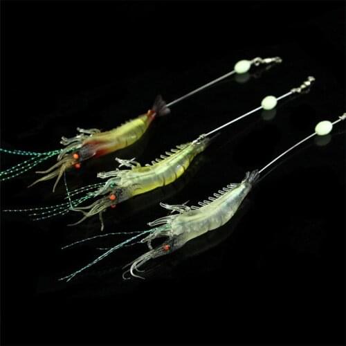3x Shrimp Lures Bait Fishing Simulation Prawn Saltwater Hook Fishing Baits and Lures Freshwater Soft Plastic