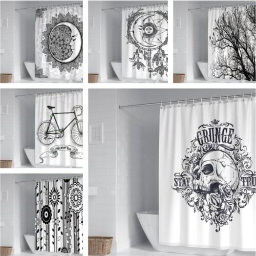 3D Personalized Skull Realistic Pattern Shower Curtain Waterproof Fabric Machine Washable with Hook Accessories Shower Curtain