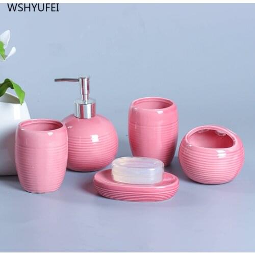 5 Pcs Direct selling modern ceramic bathroom five-piece wash set bathroom supplies bathroom wash cup toothbrush cup set