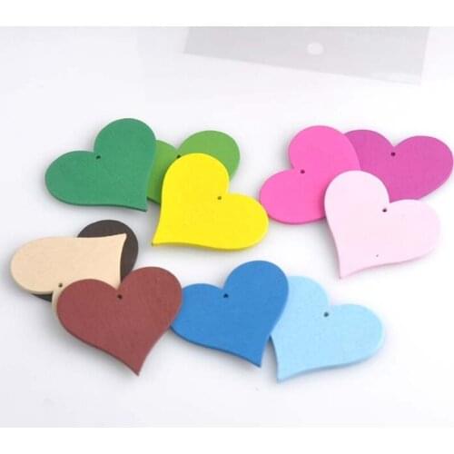 50pcs 44x41mm Mixed color heart pattern wooden Scrapbooking Carft for home decoration XD0318-61