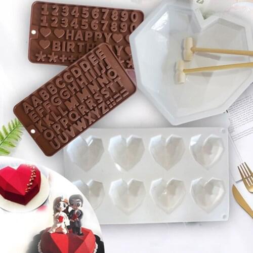 English Number Alphabet Love Chocolate Silicone Mold Bakeware Tools For Make Jelly Fondant Cake Decoration Cookies Cakes