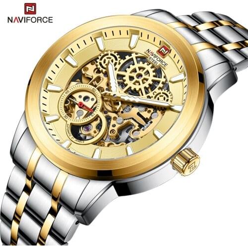 2021NAVIFORCE Brand Automatic Movement 100M Water Ressistance Clock Stainless Steel Strap Relogio Masculino Gift For Men Watch