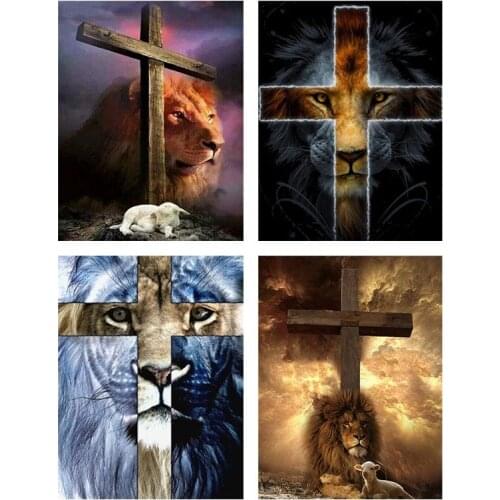 CHENISTORY Diy Paint By Number Lion Animal For Adult On Canvas Handpainted Painting Art Cross Scenery Kits Drawing Gift Home De