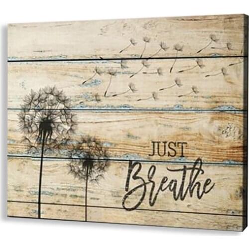 Rustic White Wood Texture Plant Grass Canvas Painting Dandelion Posters Just Breathe Inspiration Motivation Printing Room Decor