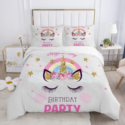 Children Bedding set for Kids Baby Child 140x200 200x200 Quilt/Blanket Duvet Cover Set Pillowcase Bed linens bedclothes unicorn