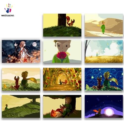 DIY colorings pictures by numbers with colors Rose fox pilot Alien prince picture drawing painting by numbers framed Home