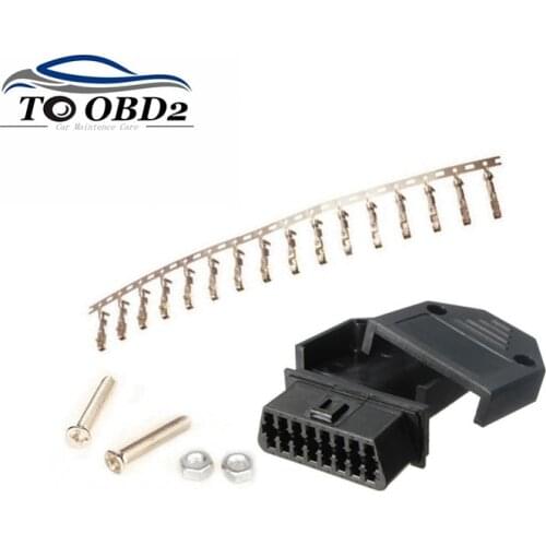 Express Fast 100pcs/Lot OBD2 16Pin Connector Female Diagnostic Tool OBD Connector Plug+Shell+Terminal+Screw Works Multi-Cars