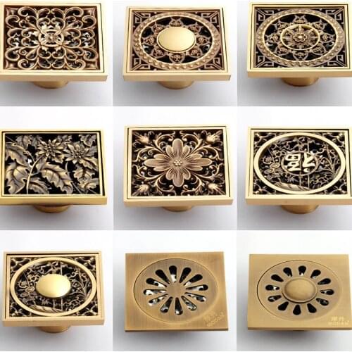 Euro Floor Drains Antique Brass Shower Floor Drain Bathroom Deodorant Euro Square Floor Drain Strainer Cover Grate Waste Plug