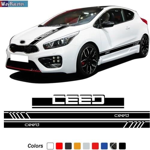 Racing Sport Car Hood Decal Bonnet Body Kit Side Stripes Skirt Sticker For Kia Ceed GT Line Accessories