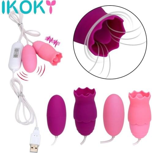 IKOKY Oral Licking Vibrator Clitoris Stimulator Egg Tongue Vibrators G-spot Massage 11 Mode Adult Product USB Sex Toys for Women